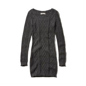 Abercrombie Grey Cableknit Bodycon Sweater Dress